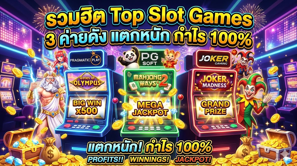 รวมฮิต Top Slot Games 3 ค่ายดัง แตกหนัก กำไร 100%