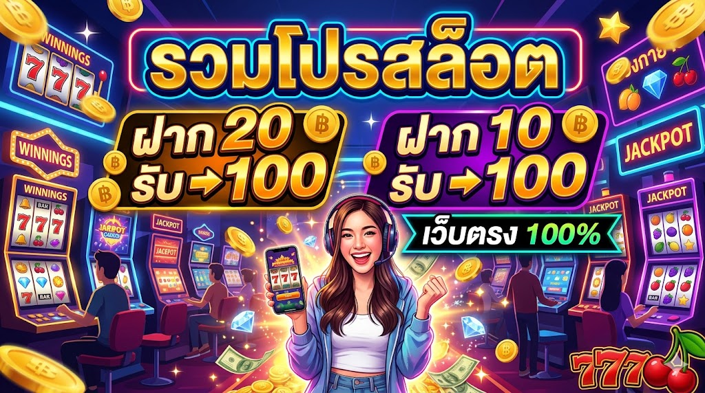 รวมโปรสล็อต ฝาก 20 รับ 100 และ ฝาก 10 รับ 100 เว็บตรง 100%