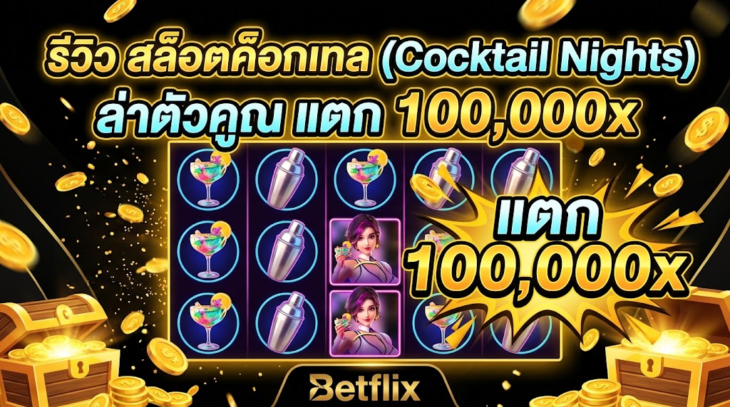 รีวิว สล็อตค็อกเทล (Cocktail Nights) ล่าตัวคูณ แตก 100,000x