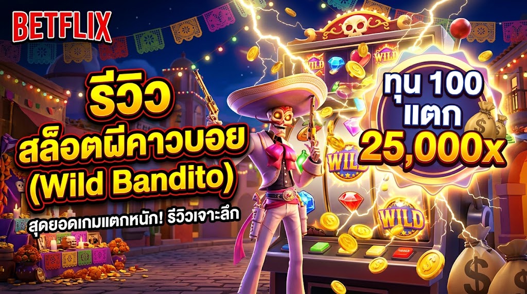 รีวิว สล็อตผีคาวบอย (Wild Bandito) ทุน 100 แตก 25,000x