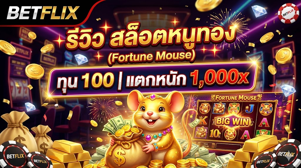 รีวิว สล็อตหนูทอง (Fortune Mouse) ทุน 100 แตกหนัก 1,000x
