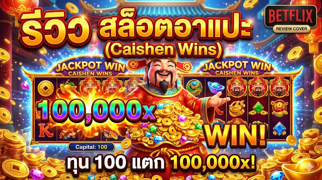 รีวิว สล็อตอาแปะ (Caishen Wins) ทุน 100 แตก 100,000x