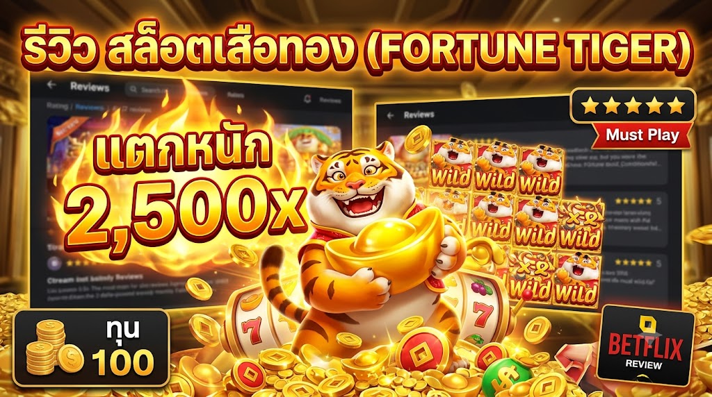 รีวิว สล็อตเสือทอง (Fortune Tiger) ทุน 100 แตกหนัก 2,500x