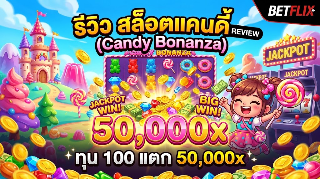 รีวิว สล็อตแคนดี้ (Candy Bonanza) ทุน 100 แตก 50,000x