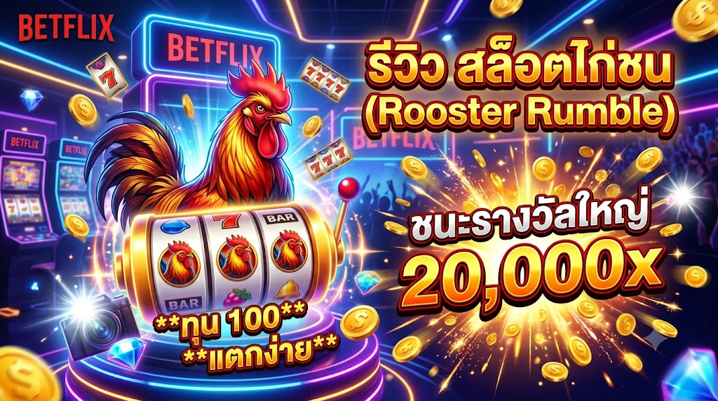 รีวิว สล็อตไก่ชน (Rooster Rumble) ทุน 100 แตกง่าย 20,000x