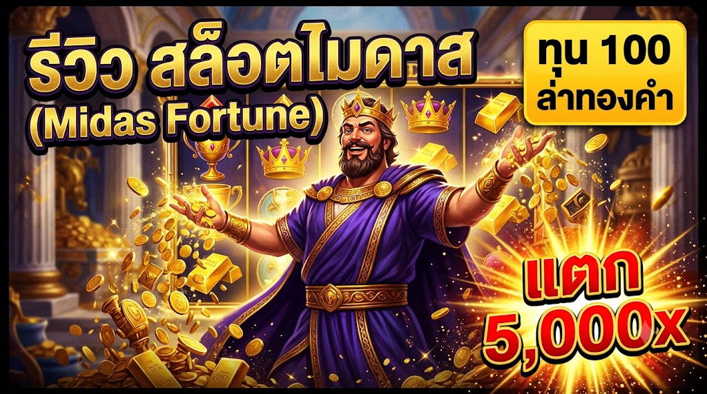 รีวิว สล็อตไมดาส (Midas Fortune) ทุน 100 ล่าทองคำ แตก 5,000x