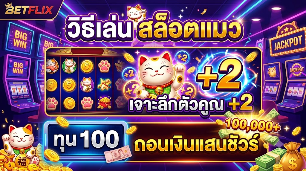 วิธีเล่น สล็อตแมว เจาะลึกตัวคูณ +2 ทุน 100 ถอนเงินแสนชัวร์